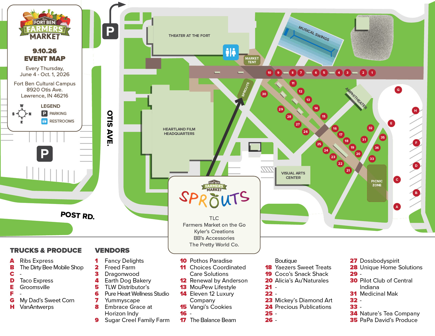 Fort Ben Farmers Market Vendor Map